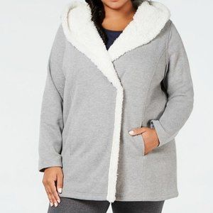 Ideology Women's Plus Size 2X Fleece Lined Hooded Jacket Stormy Heather Gray NWT